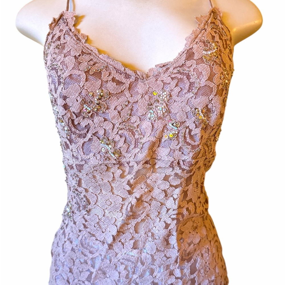 90s Brittney inspo Embellished lace tan/nude Y2K Sleeveless cami
